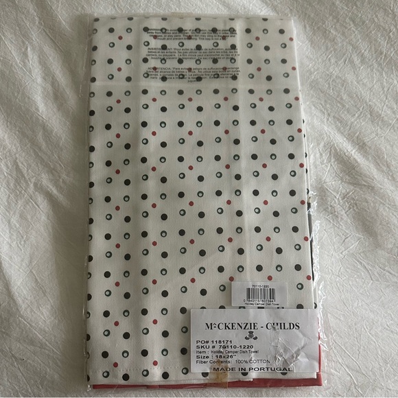 RETIRED Mackenzie-Childs Christmas HOLIDAY CAMPER/HOME FOR HOLIDAYS Dish Towel. - Picture 2 of 2